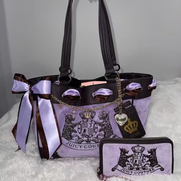 Juicy Couture Lavender and Chocolate Tote Set